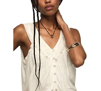 Lucky Brand Women's Lace Yoke V-Neck Top