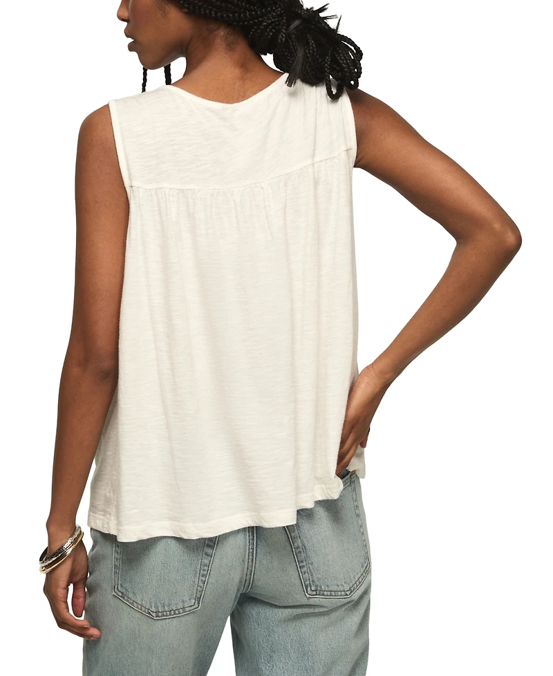 Lucky Brand Women's Lace Yoke V-Neck Top
