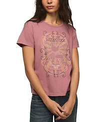 Lucky Brand Women's Classic Fit Woodstock Peace Love Music Crew Neck T-Shirt