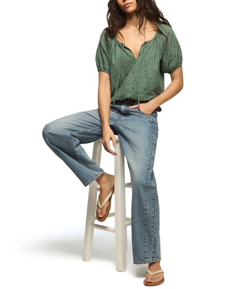 Lucky Brand Woman's Short-Sleeve Bubble Top