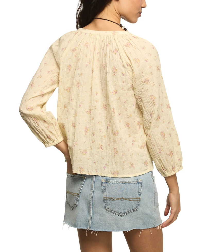 Lucky Brand Women's Scoop Neck Button Top