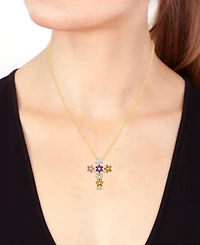 Effy Collection Multi-Gemstone (6-5/8 ct. t.w.) and Diamond (1/3 ct. t.w.) Pendant Necklace in 14k Yellow Gold