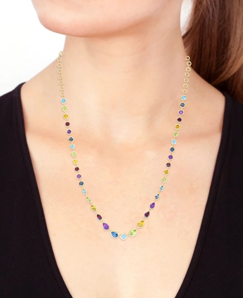 Effy Collection Multi-Gemstone (16 ct. t.w.) Necklace in Gold Over Silver