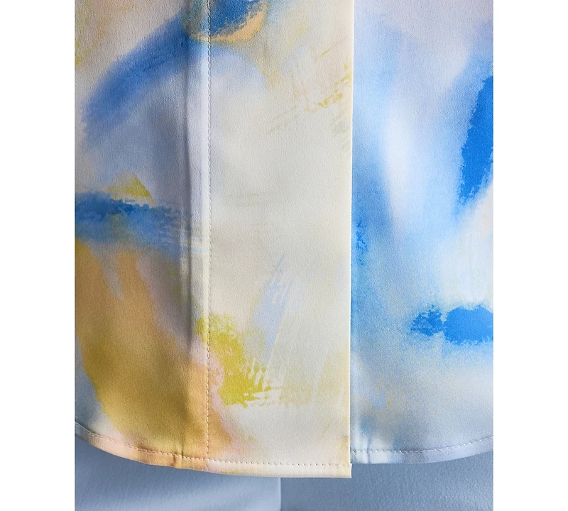 Dkny Petite Printed Long-Sleeve Blouse