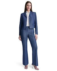 Dkny Petite Dressy Denim Notch Collar Cropped Jacket