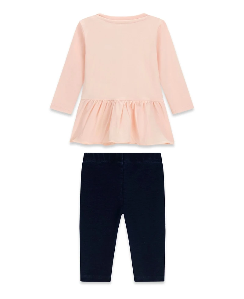 Guess Baby Girls' Long-Sleeve Top and Knit Denim Pant, 2-Piece Set