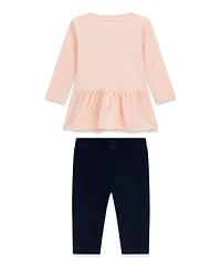 Guess Baby Girls' Long-Sleeve Top and Knit Denim Pant, 2-Piece Set