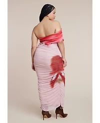 Eloquii Women's Asym Mesh Shirred Dress