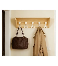 Yigii Lightweight Hardwood Coat Rack with 5 Hooks for Entryways