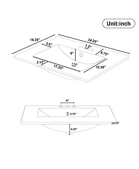 Sillysis 24" Bathroom Vanity with Ceramic Sink, Deep Drawer and Pull Out Basket