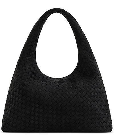 Laura Faux Suede Woven Shoulder Bag