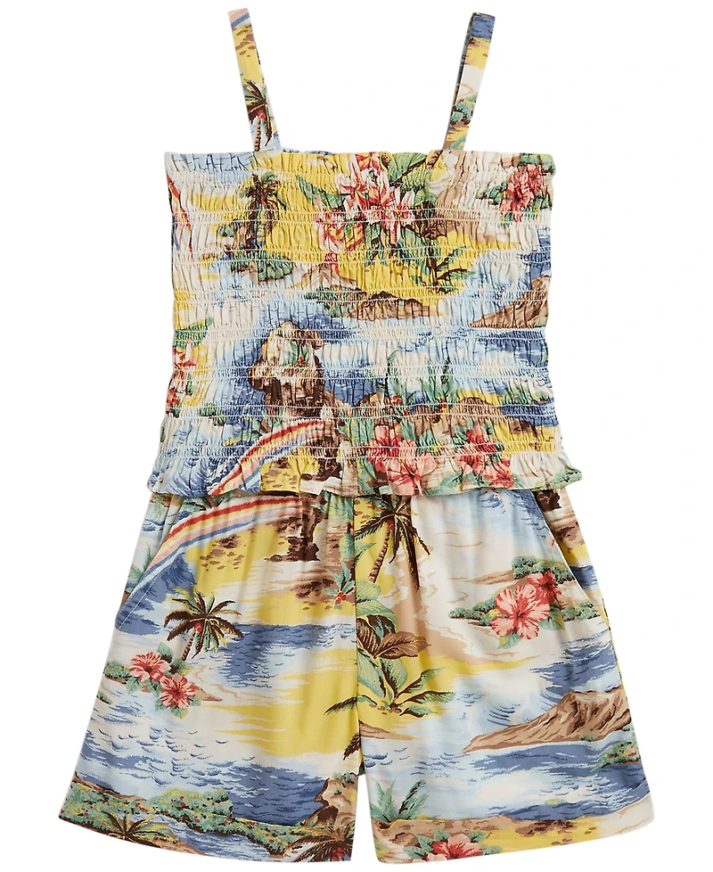 Polo Ralph Lauren Girls' 2T-6X Tropical-Print Smocked Boxy Top & Short, 2-Piece Set