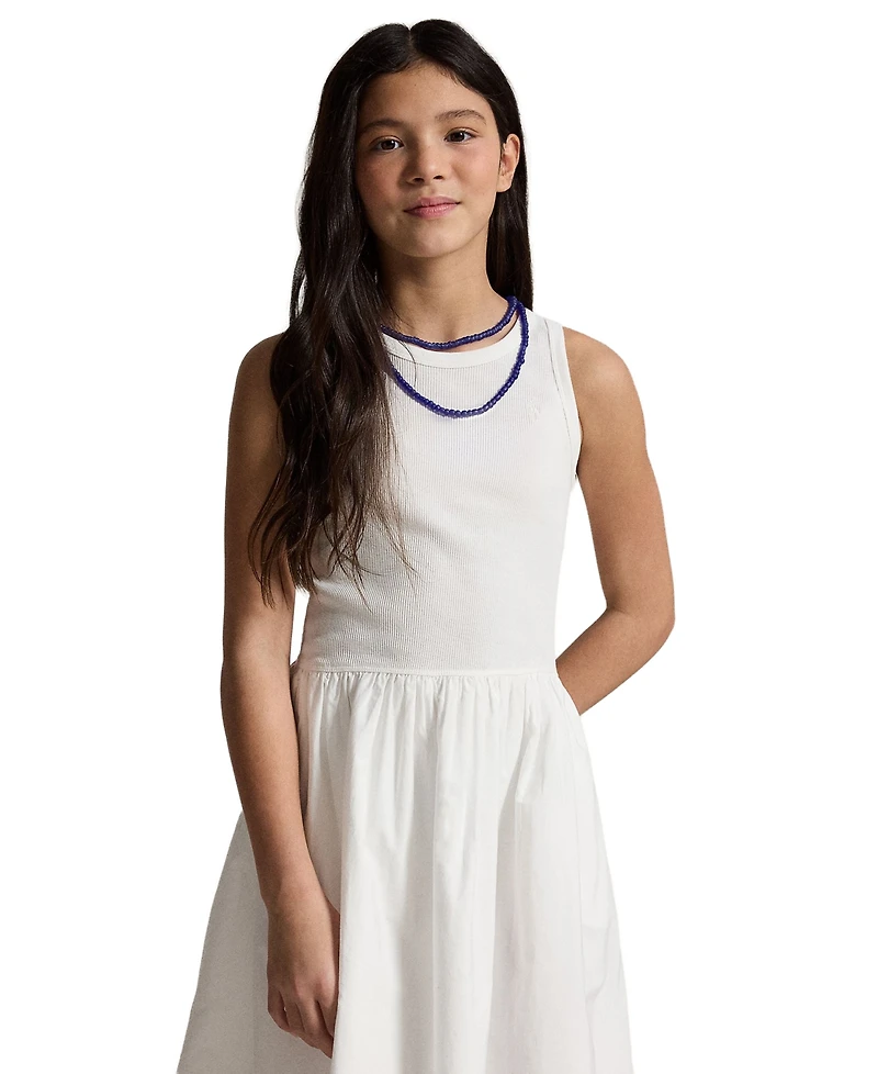Polo Ralph Lauren Girls' 7-16 Eyelet-Skirt Ribbed Cotton Maxi Dress