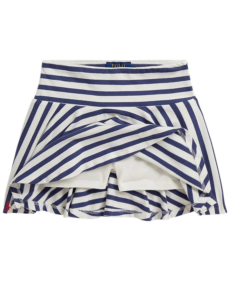 Polo Ralph Lauren Girls' 2T-6X Striped Stretch Jersey T-Shirt & Skort, 2-Piece Set