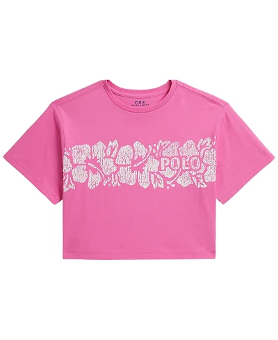 Polo Ralph Lauren Girls' 7-16 Floral-Print Logo Cotton Boxy T-Shirt