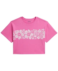 Polo Ralph Lauren Girls' 7-16 Floral-Print Logo Cotton Boxy T-Shirt