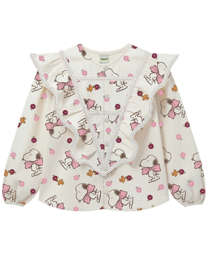 Kate Mack Girls' 2T-6X Snoopy Print Long-Sleeve Top and Denim Pants, 2-Piece Set