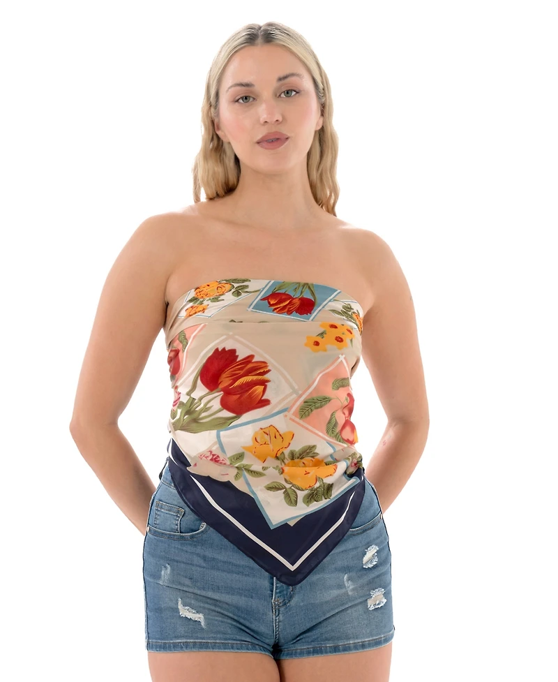 Marcus Adler Satin Floral Square Scarf