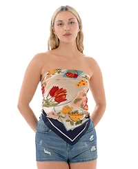 Marcus Adler Satin Floral Square Scarf