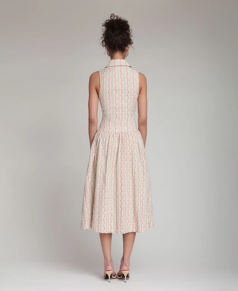 Avec Les Filles Women's Spread Collar Midi Dress