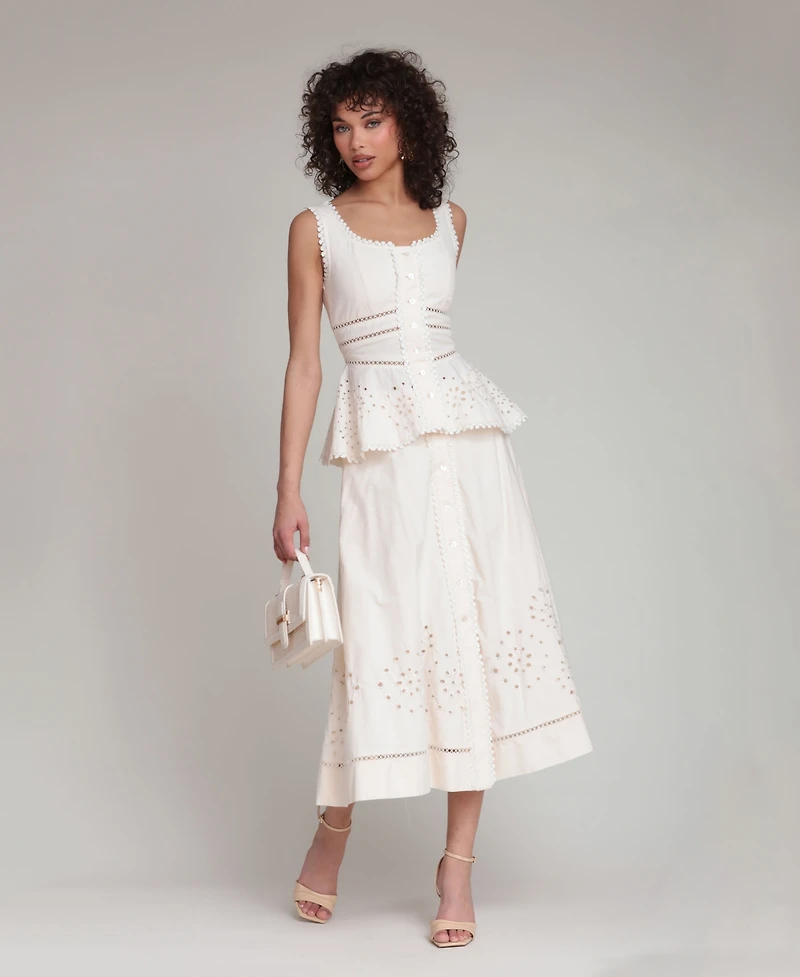 Avec Les Filles Women's Scoop Neck Peplum Top