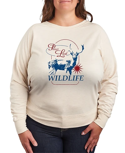 Hybrid Apparel Plus Instant Message Protect Local Wildlife French Terry Pullover T-shirt