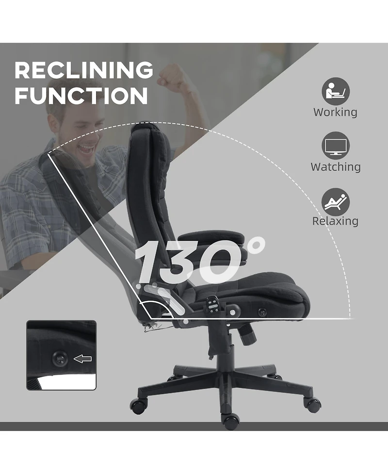 Vinsetto Massage Office Chair with 6 Points Heat Linen Executive Office Chair Black