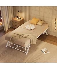 gaomon Twin Pop Up Trundle Bed Frame,Trundle Day Bed with Lockable Casters,Foldable Metal