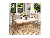Slickblue Patio 2-Seater Rattan Loveseat with Coffee Table and Soft Cushions