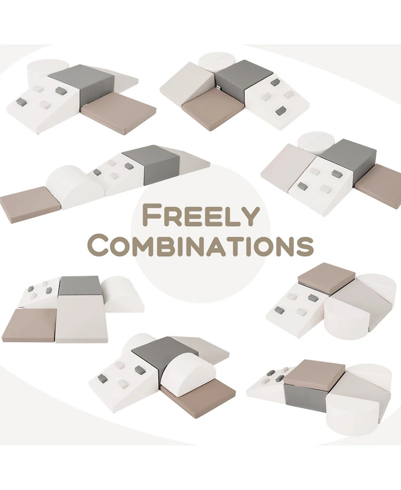 Mecale 6-Piece Soft Play Set for Toddlers with Climbing Triangle and Ramp