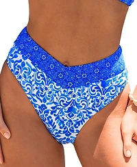 Cupshe Women's Indigo Tile Ornate Bikini Bottoms