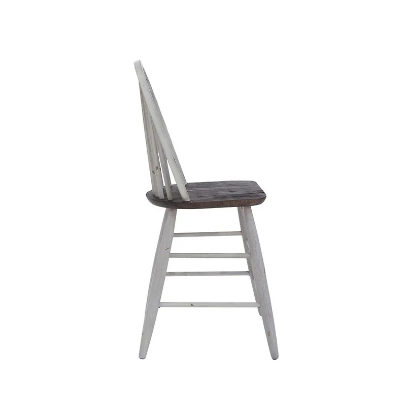 Liberty Furniture Farmhouse Windsor Back Counter Chair in Two Tone Wood Tone Top