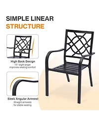 Aoodor Patio Dining Chairs Set of 2, Stackable Metal High Back Chairs Set , Garden, Yard, Deck, Porch and Poolside