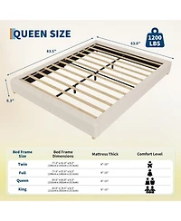 Gaomon Queen Size Cloud Bed Frame，Teddy Fleece Low Bed Frame Without Headboard, Thick Boucle Fabric Upholstered Platform Bed, Solid Wood Legs