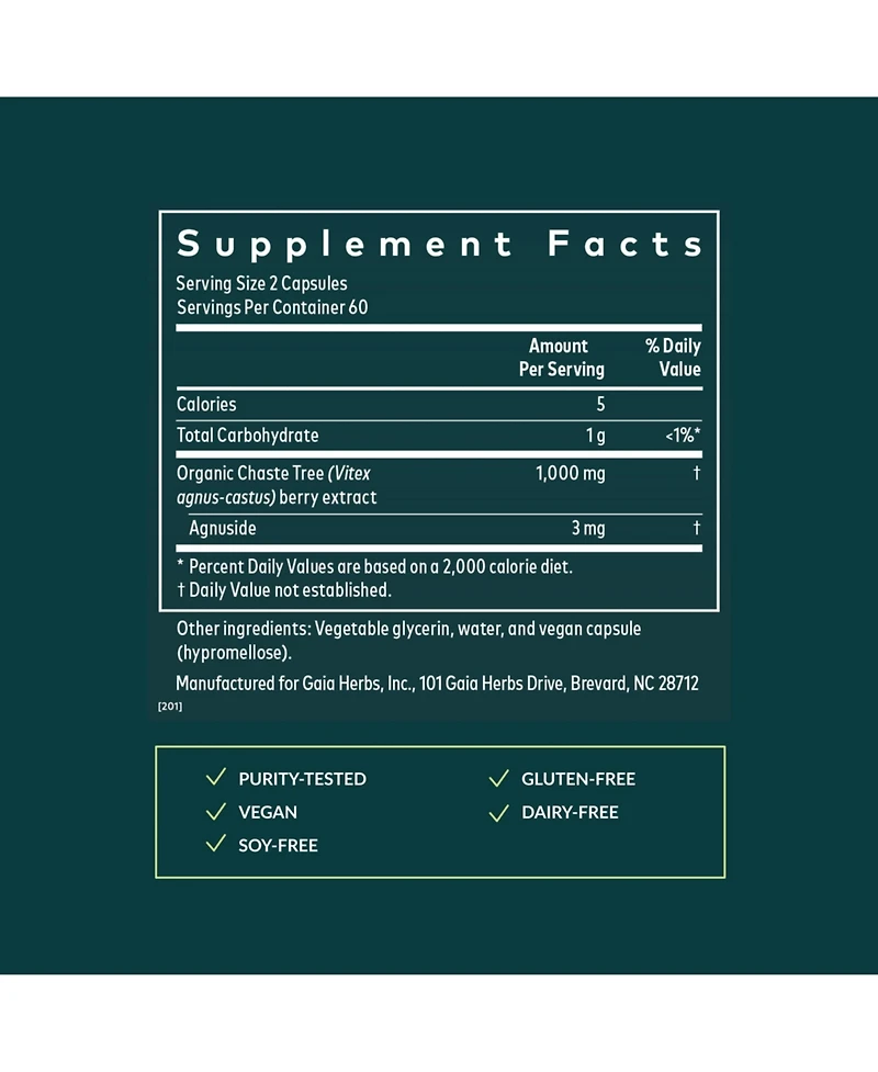 Gaia Herbs Vitex Berry (Chaste Tree) - Supports Hormone Balance & Fertility for Women