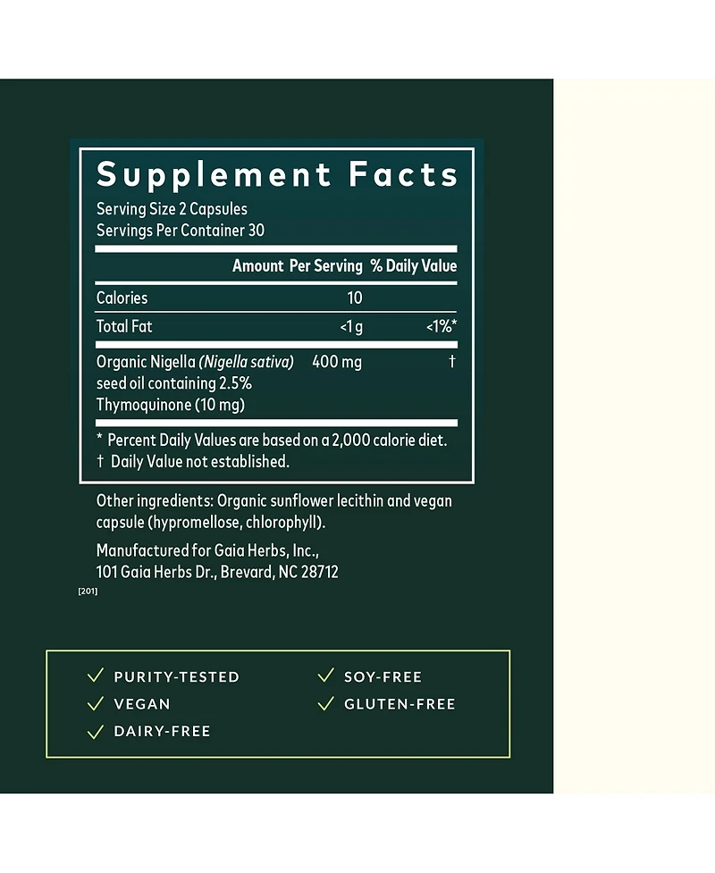 Gaia Herbs Black Seed Oil - Cold-Pressed Capsules for Lung, Respiratory, and Antioxidant Support - With Organic Nigella Seed Oil - Herbal Supplement