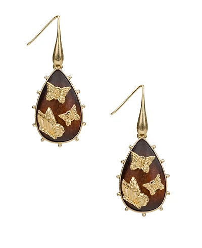 Patrica Nash Gold-Tone Plated Butterflies Teardrop Earrings