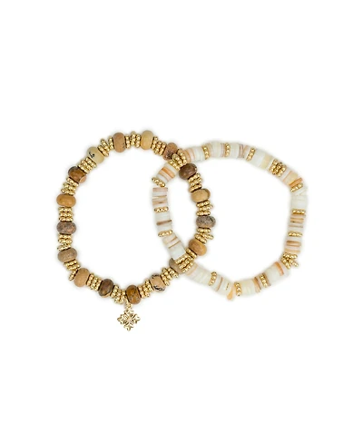 Patrica Nash Gold-Tone Plated Wood Butterfly Stretch Bracelet Set