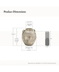 LuxenHome Rustic Antiqued Terracotta Vase, 10.4-Inch Round Bouquet Holder for Farmhouse Decor