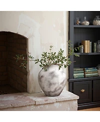 LuxenHome Rustic Gray with Weathered White Finish -Inch Tall Stoneware Vase for Farmhouse Decor