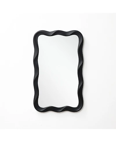 LuxenHome Modern Mdf Wood Wavy Rectangle Wall Mirror, 35.4" H x 21.65" With Home Decor