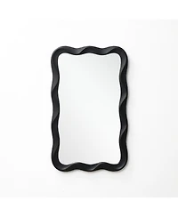 LuxenHome Modern Mdf Wood Wavy Rectangle Wall Mirror, 35.4" H x 21.65" With Home Decor