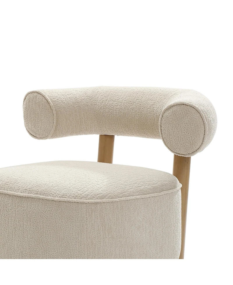 LuxenHome Upholstered Cream Modern U-Shape Back Accent Chair