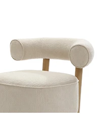 LuxenHome Upholstered Cream Modern U-Shape Back Accent Chair