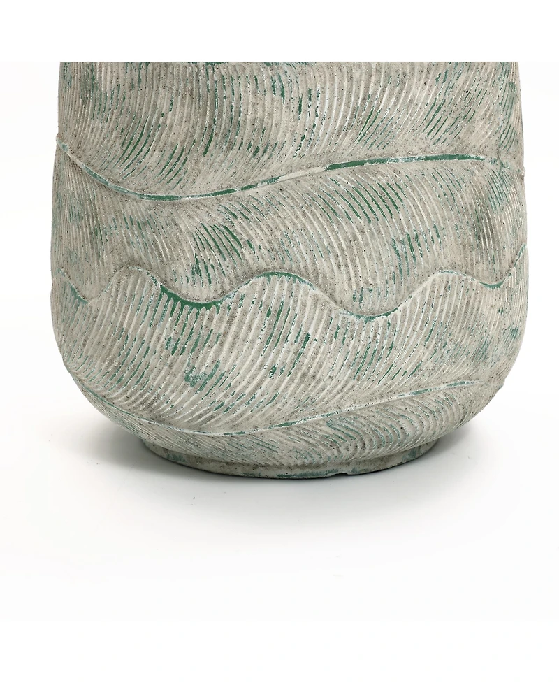 LuxenHome Rustic Multi-Color Cement 14-Inch Round Planter