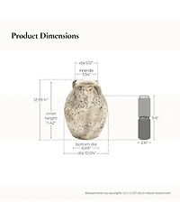 LuxenHome Rustic Old World Terracotta Vase, 10-Inch Round Bouquet Holder for Farmhouse Decor