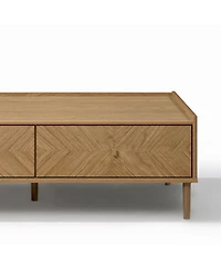 LuxenHome Summer Oak Manufactured Wood 2 Drawer Coffee Table