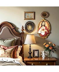 LuxenHome Sacred Jesus Wall Plaque, Oval Christian Home Decor Plaque for Prayer Room & Faith Display