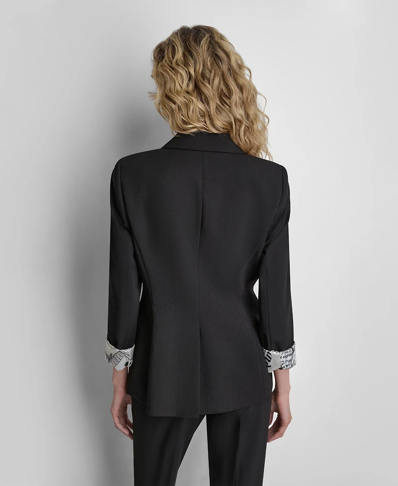 Dkny Women's Newspaper-Print One-Button Blazer