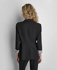 Dkny Women's Newspaper-Print One-Button Blazer